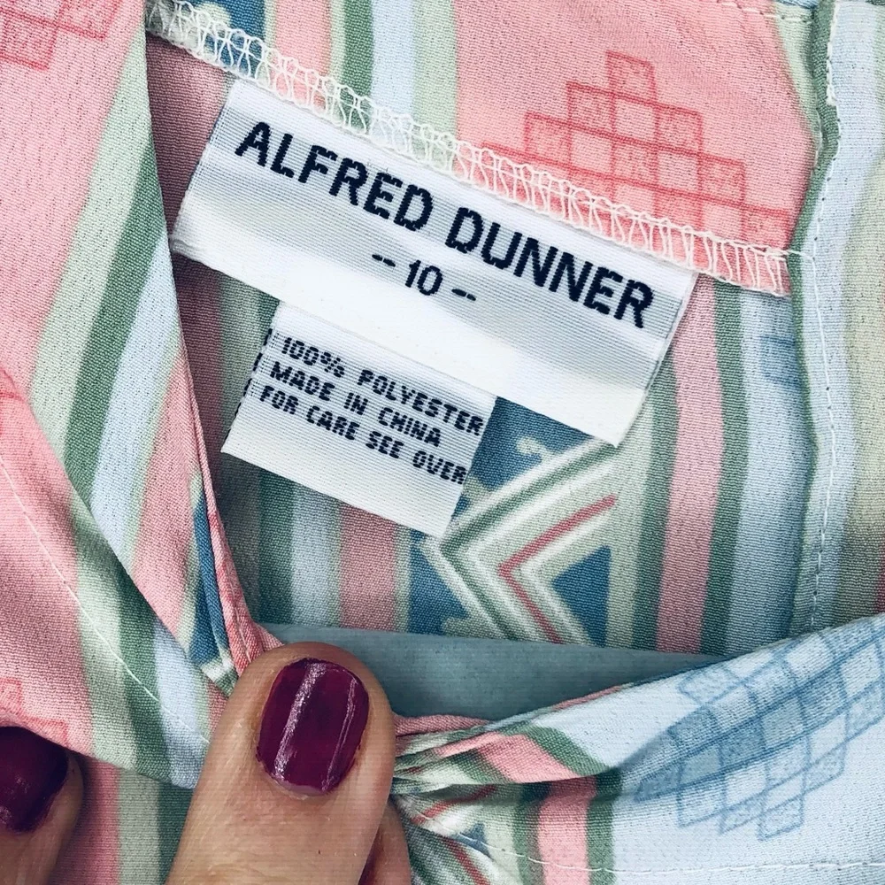 ALFRED DUNNER pink and blue shortsleeved blouse 10 - Picture 6 of 6